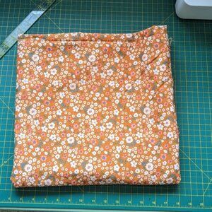 3 Yards Birch Fabric Organic Cotton Lawn Orange Floral Print